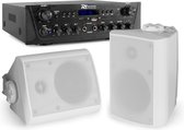 Geluidsinstallatie met Bluetooth - PV220BT 2-zone versterker audio + 2 BGO40 witte 4'' speakers