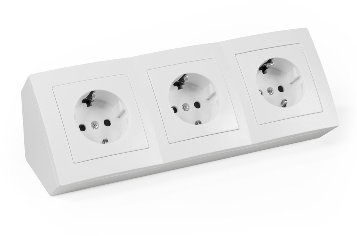 McPower "Flair" Hoekstekkerdoos - 3 stopcontacten - Stekkerblok met 15 cm kabel - Wit