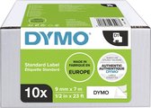 DYMO originele D1-labels | Zwarte Tekst op Wit Label | 9 mm x 7 m | zelfklevende etiketten voor de LabelManager labelprinter | 10 stuks | gemaakt in Europa