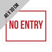 Bord polystyreen "No entry" | 40 x 30 cm | Ideaal voor buiten | Verboden toegang | Geen toegang voor onbevoegden | Enkel voor personeel | Stop | Geen ingang | Dikte: 1 mm | 1 stuk
