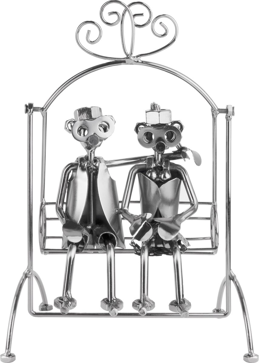 BRUBAKER Schroef Man Love Paar Op Schommel - Handgemaakte IJzer Figuur Metal Man Love - Metalen Figuur Paar Gift voor Vriend en Vriendin
