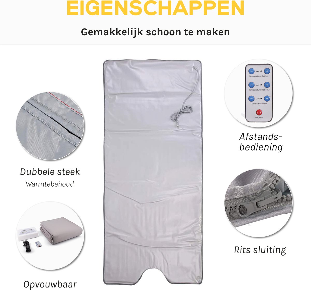 Infrarood Deken - Opbergtas - tot 80° - 180x80cm - Infrarooddeken - Afstandsbediening - Infraroodtherapie - Fibromyalgie - Warmte Deken - Pijnverlichting - Elektrische Deken - Sauna deken – foto 4