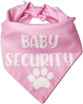 Honden bandana Baby Security roze met witte tekst en honden pootjes - hond - bandana - baby - security - babyshower - gender reveal - geboorte