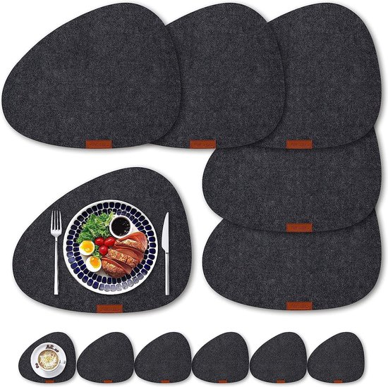 Vilten placemats, onderzetters, set van 12 stuks, hittebestendige antislip placemats... bol