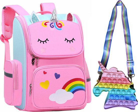 Rugzak meisje - Fidget Toys - Eenhoorn tas - Eenhoorn speelgoed - Unicorn Speelgoed - Schooltas meisje - Kinderrugzak - Rugtas meisje - Roze - 40 x 27 x 15 cm - Schooltassen