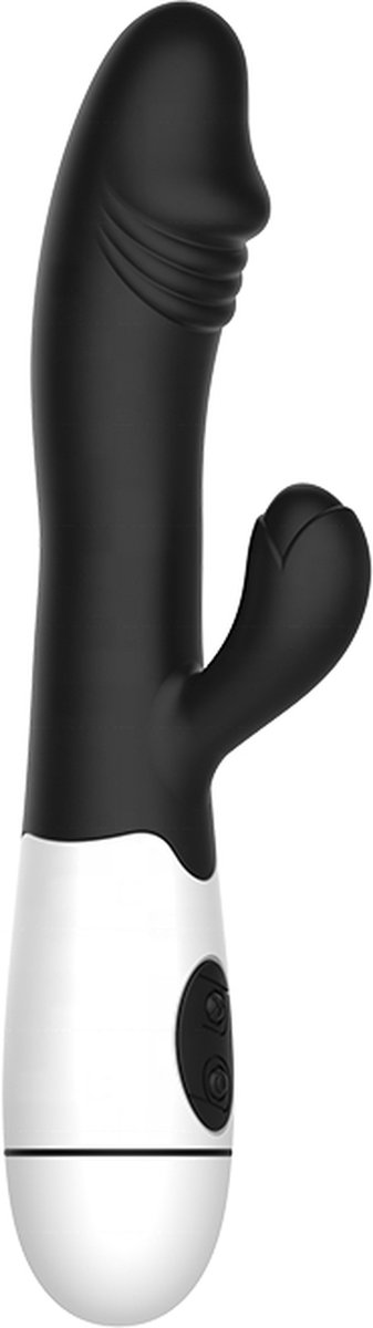Goedkoopste Erodit® Tarzan dildo vibrator -Bunny Vibrator-Geribbelde eikel stimulatie clitoris- g-spot - Anaal vibrators voor mannen- vibrators voor vrouwen -Zwart, 19,5 cm- excl batterij- Sex toys- Erotiek- Seksspeeltjes voor koppels