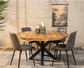 COMBIDEAL - Eettafel Mangohout 115 cm met 4 Leonardo stoelen | Meubelplaats