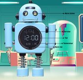 De Professor en Kwast - Digitale Kinderwekker Robot (Licht Blauw)