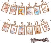 Baby eerste verjaardag foto banner slinger, kinderen maandelijks foto prop kraftpapier frame, hangende wanddecoratie voor feestdecoratie, heilige communie