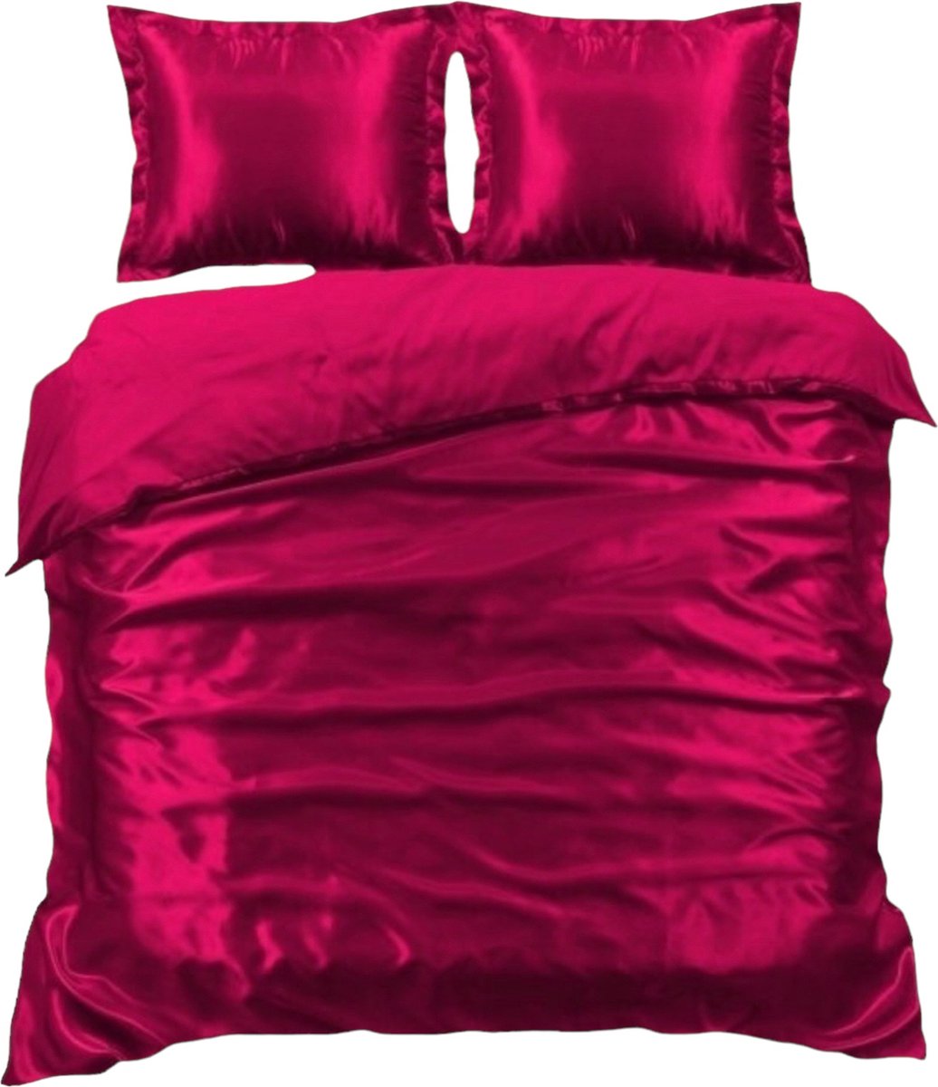 Beauty Silk Dekbedovertrek - 200x200/220 - Glans Satijn - Bordeaux Rood