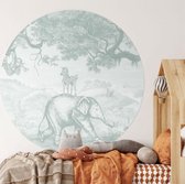 Papier peint cercle 150cm Portrait peinture fleur - Wallz