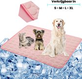Koelmat Voor Hond & Kat | 70 X 55 CM | Nieuwste Model Koelmat | Temperatuur Absorberende Werking | Vrij Van Giftige Gel | Anti Slip | Roze | L
