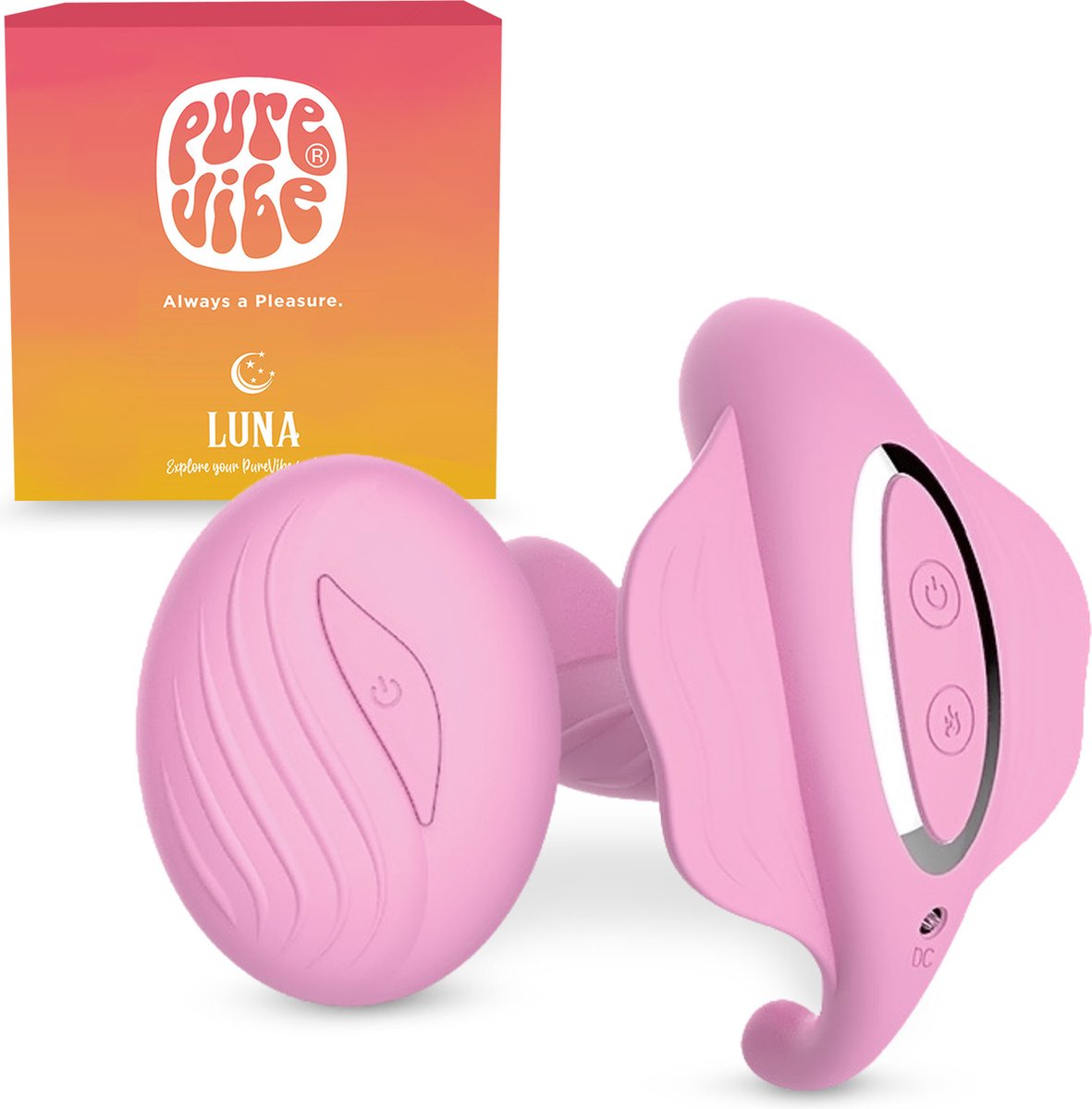 Bol.com PureVibe® Luna - Clitoris Stimulator & G-spot vibrators voor vrouwen - Remote vibrator met afstandsbediening - Roze aanbieding