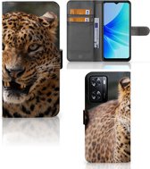 Telefoonhoesje PPO A57 | A57s | A77 4G Book Cover Cadeautjes voor Jongens Luipaard