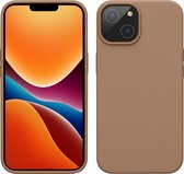 kwmobile telefoonhoesje geschikt voor Apple iPhone 14 - Hoesje met siliconen coating - Smartphone case in cappuccino