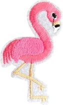 Flamingo Tropische Vogel Strijk Embleem Patch 4.6 cm / 7.4 cm / Roze