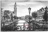 Les canaux d'Amsterdam Zwart et blanc - Peinture 90 x 60 cm