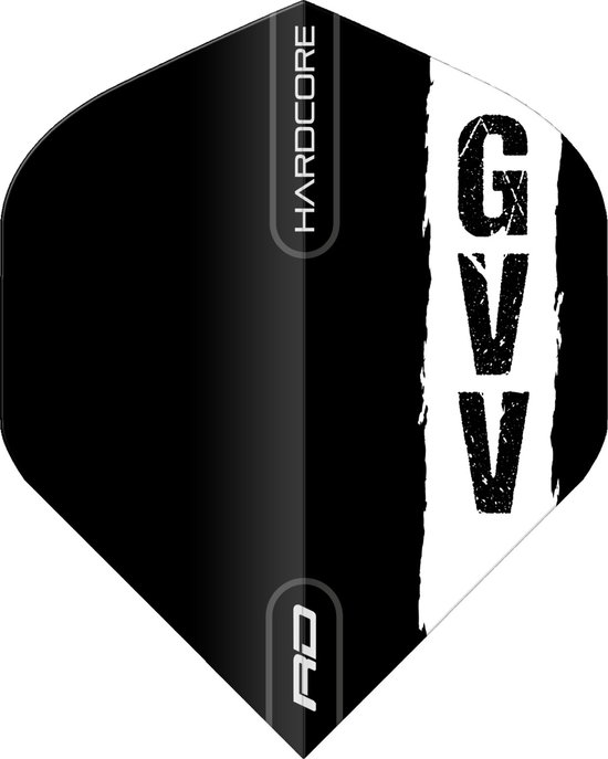 RED DRAGON - Hardcore Gian Van Veen Zwart met GVV Logo dart vluchten - 3 sets per pakket (9 dartvluchten in totaal) van Red Dragon — afbeelding 2
