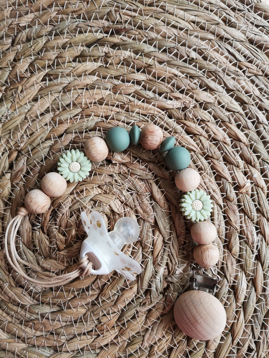 Goedkoopste Littlemay.nl | Speenkoord | Green flower | Musthave | Baby | Kraamcadeau