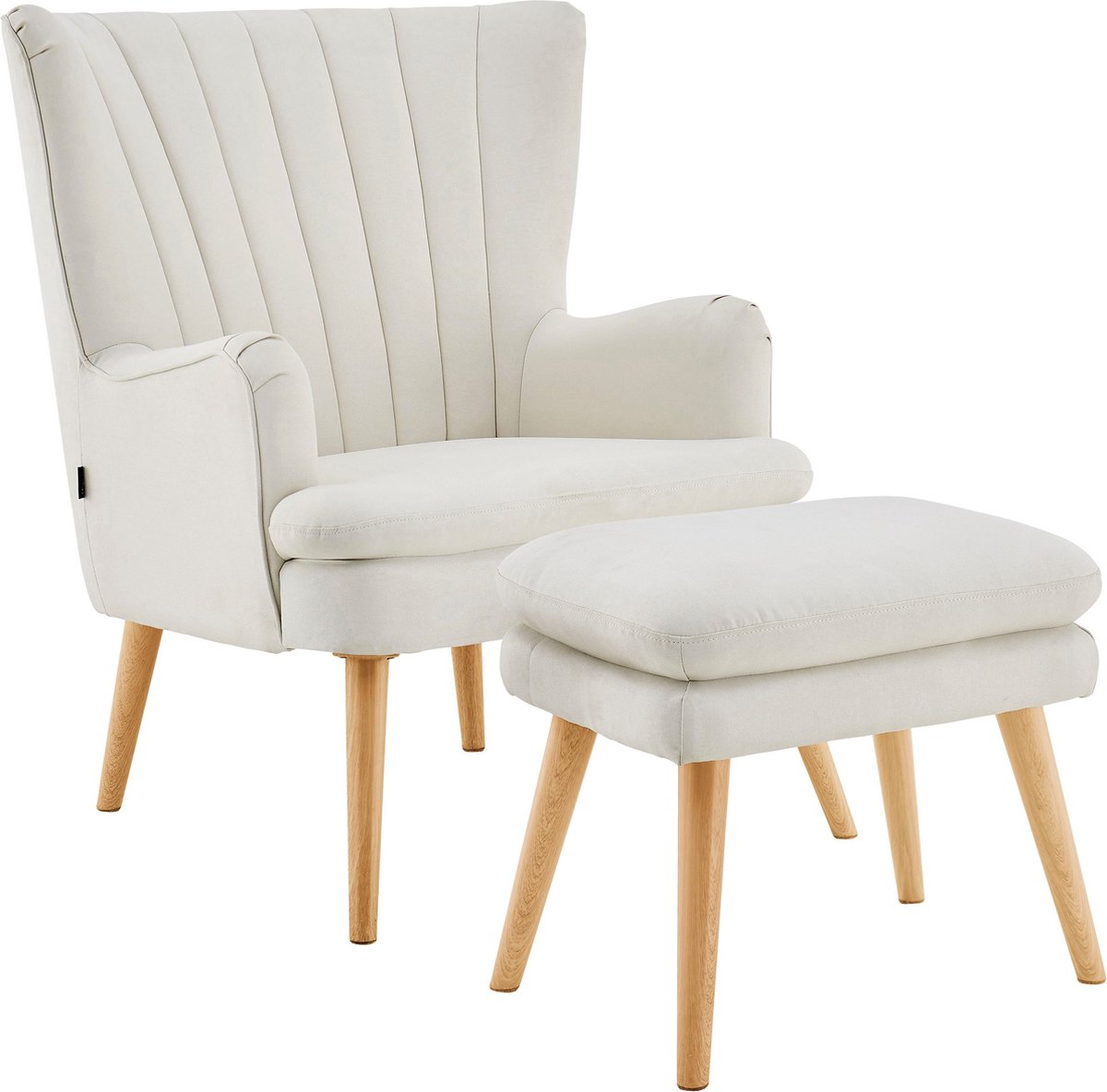 Notio Living Zenia|Accent Stoel en Kruk Creme Stof Crème