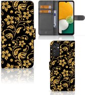 Telefoonhoesje Geschikt voor Samsung Galaxy A14 4G Bookcase Cadeau Oma Gouden Bloemen