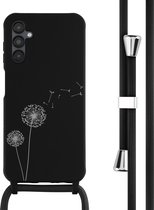 iMoshion Hoesje Geschikt voor Samsung Galaxy A14 (5G) / A14 (4G) Hoesje Met Koord - iMoshion Siliconen design hoesje met koord - Zwart / Dandelion Black