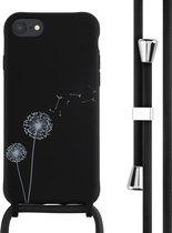 iMoshion Hoesje Geschikt voor iPhone SE (2022) / SE (2020) / 8 / 7 Hoesje Met Koord - iMoshion Siliconen design hoesje met koord - Zwart / Dandelion Black
