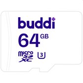 Buddi MicroSDXC Geheugenkaart met SD Kaart Adapter 64GB Wit