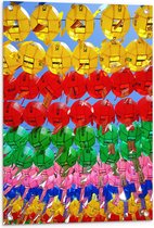 Tuinposter – Lucht Vol met Gekleurde Chinese Lampionnen - 60x80 cm Foto op Tuinposter (wanddecoratie voor buiten en binnen)