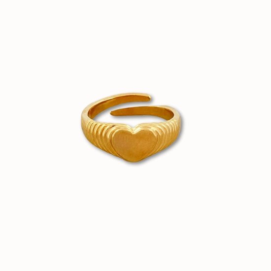 ByNouck Jewelry - Hart Ring - Sieraden - Vrouwen Ring - Goudkleurig - Liefde - Hartje