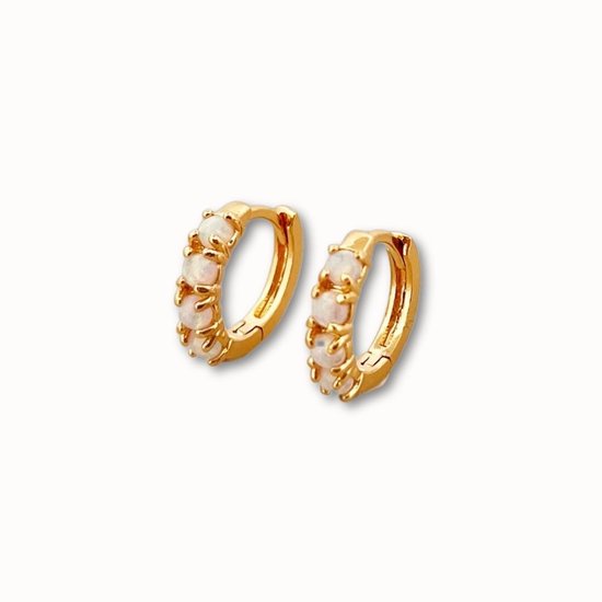 ByNouck Jewelry - Set de Boucles d'oreilles en opale - Bijoux - Boucles d'oreilles d'oreilles pour femme - Opale - Plaqué or - Boucles d'oreilles