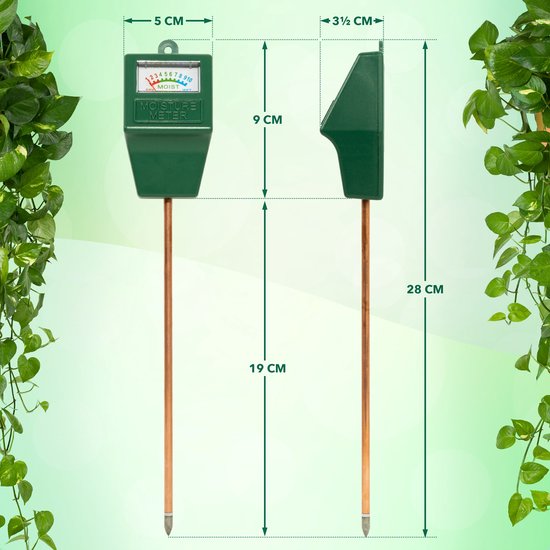 MARNICO® Vochtmeter voor planten - Watermeter - Binnen en Buiten - Hygrometer - Grond vochtmeter