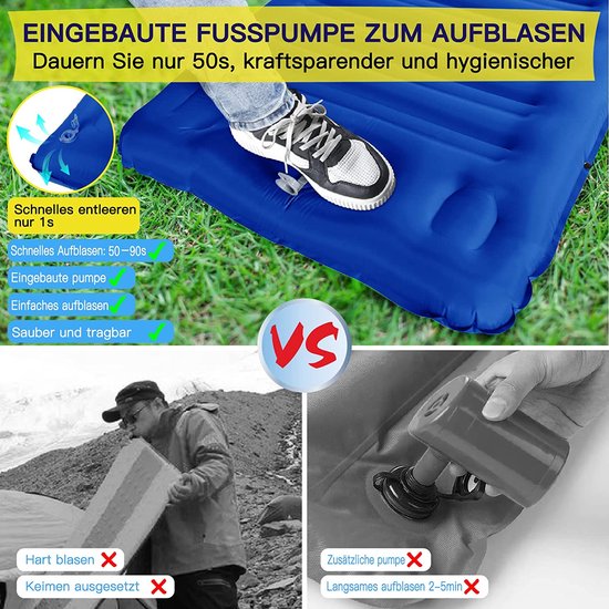 Zelfopblazende Campingmat - Ultralicht - Compact Ontwerp Met Voetpomp van Merkloos — afbeelding 2