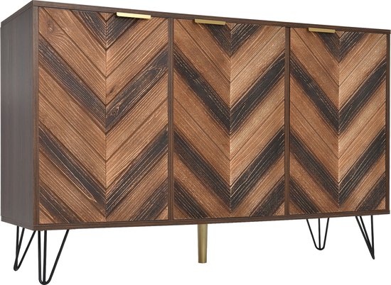 Dressoir met drie deuren, Industrieel - Hout/metaal - Bruin/zwart - 120x38x76,5cm