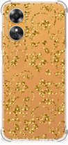 Smartphone hoesje OPPO A17 Hoesje Bumper met transparante rand Gouden Bloemen