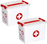 Sunware - Boîte de Premiers secours Q-line avec insert 9L blanc rouge - Set de 2