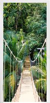 Deurposter - Jungle - Palmboom - Brug - Natuur - Deursticker - Slaapkamer - Badkamer - Sticker zelfklevend - Fotobehang deur - Deur decoratie - 95x215 cm - Toilet - Woonkamer