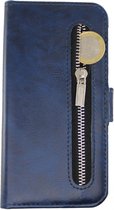 Hoesje Geschikt voor Apple iPhone 6/6S Rits Wallet case/book case/hoesje + gratis protector kleur Blauw
