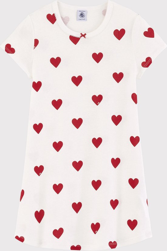 Petit Bateau Meisjesnachthemd met hartjes in katoen Meisjes Nachthemd - Rood - Maat 152