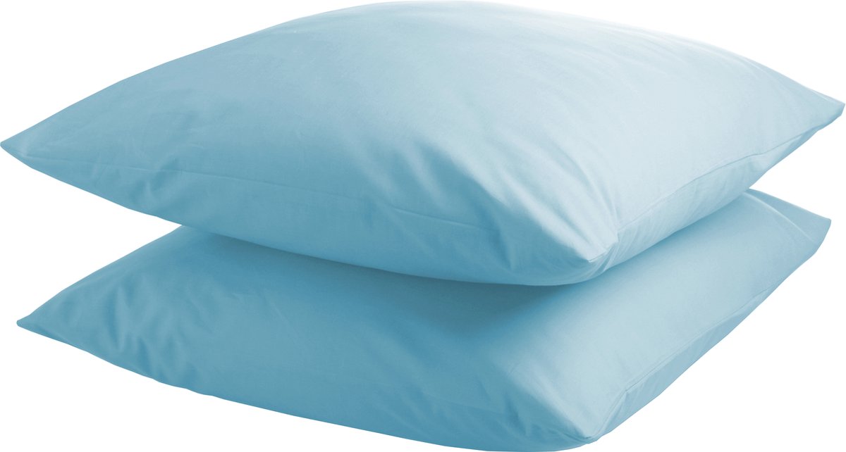 DoubleDry Kussensloop 2 stuks - 100% natuurlijk katoen - 2x 60x70 - licht aqua