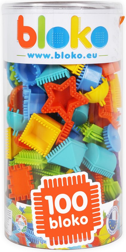 Bloko – tube met 100 bouwstukken – Classic – Bouwset – Nopper