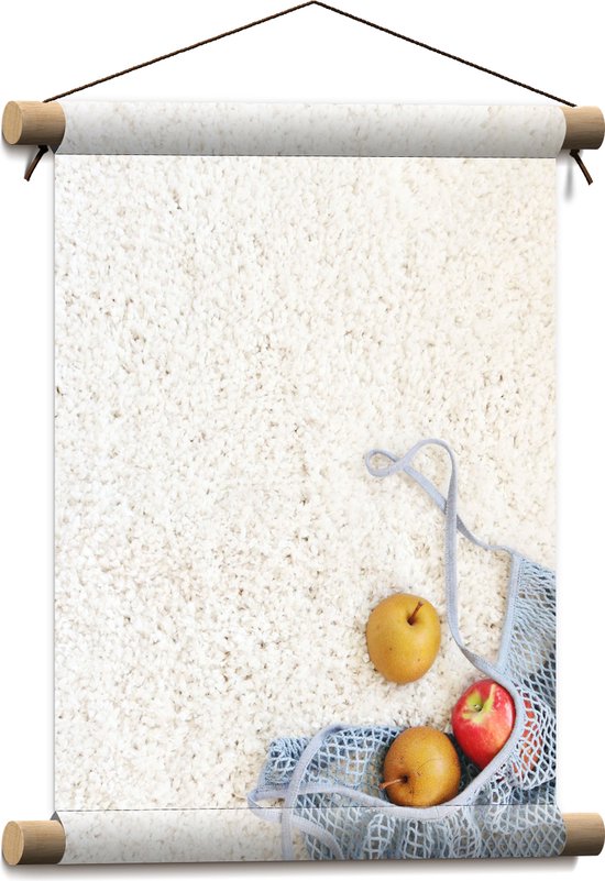 Textielposter - Tas met Eruit Gevallen Fruit - 30x40 cm Foto op Textiel