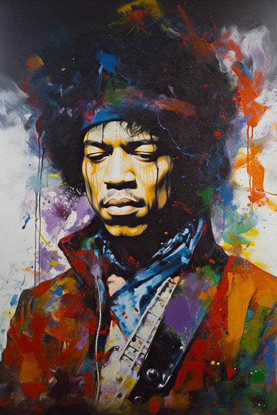 Muziek Poster - Jimi Hendrix Poster - The Jimi Hendrix Experience - Portret Poster - Rock Poster - Abstract Poster - Wanddecoratie - 61x91 - Geschikt om in te lijsten