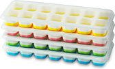 Gvolatee IJsblokjesvorm van siliconen, 4 stuks, met deksel, ruimtebesparend en stapelbaar, BPA-vrij, vierkante ijsblokjesvormen voor eenvoudig uitnemen