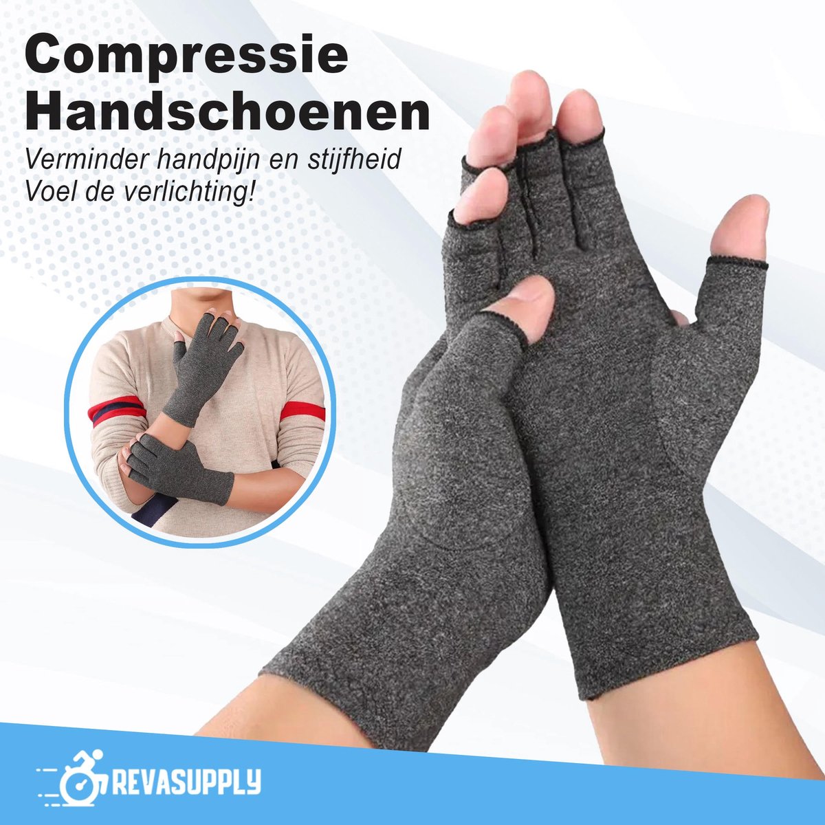 Artritis handschoenen - Maat M - Compressie handschoenen - Anti-slip - Reuma - Artrose - Carpaal tunnel syndroom - Grijs -
