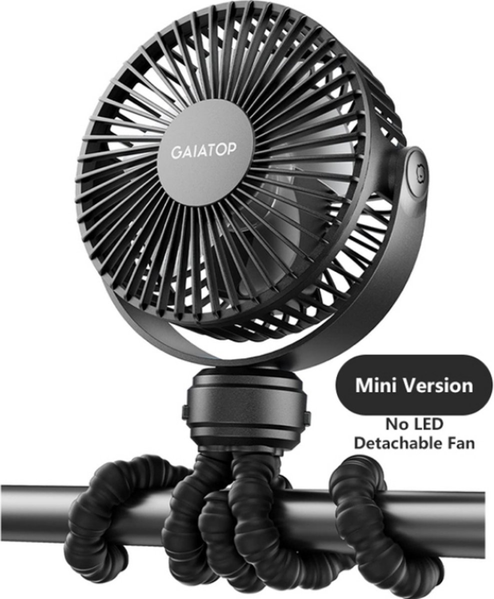 Ventilateur De Poussette Rechargeable - 4 Vitesses Réglables - Rotation 720° - 500mAh - Pour Landau Et Siège Auto
