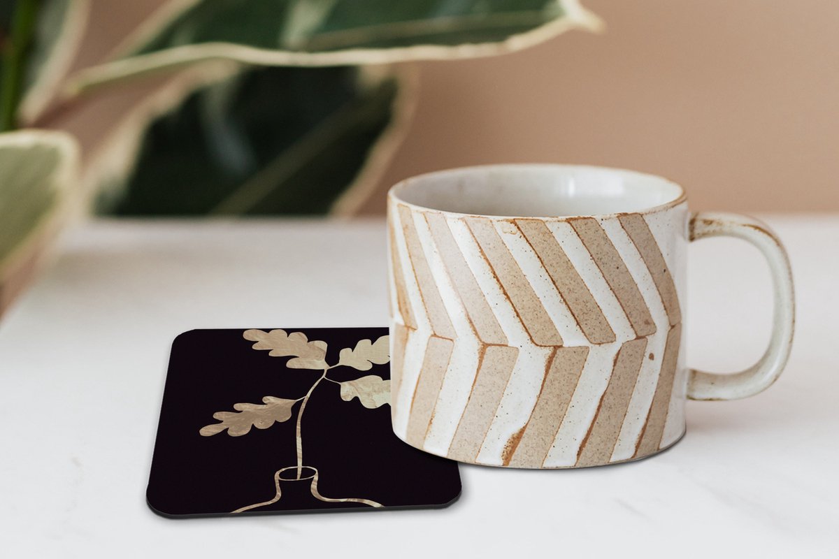 Onderzetters voor glazen - Bladeren - Goud - Luxe - 10x10 cm - Glasonderzetters - 6 stuks