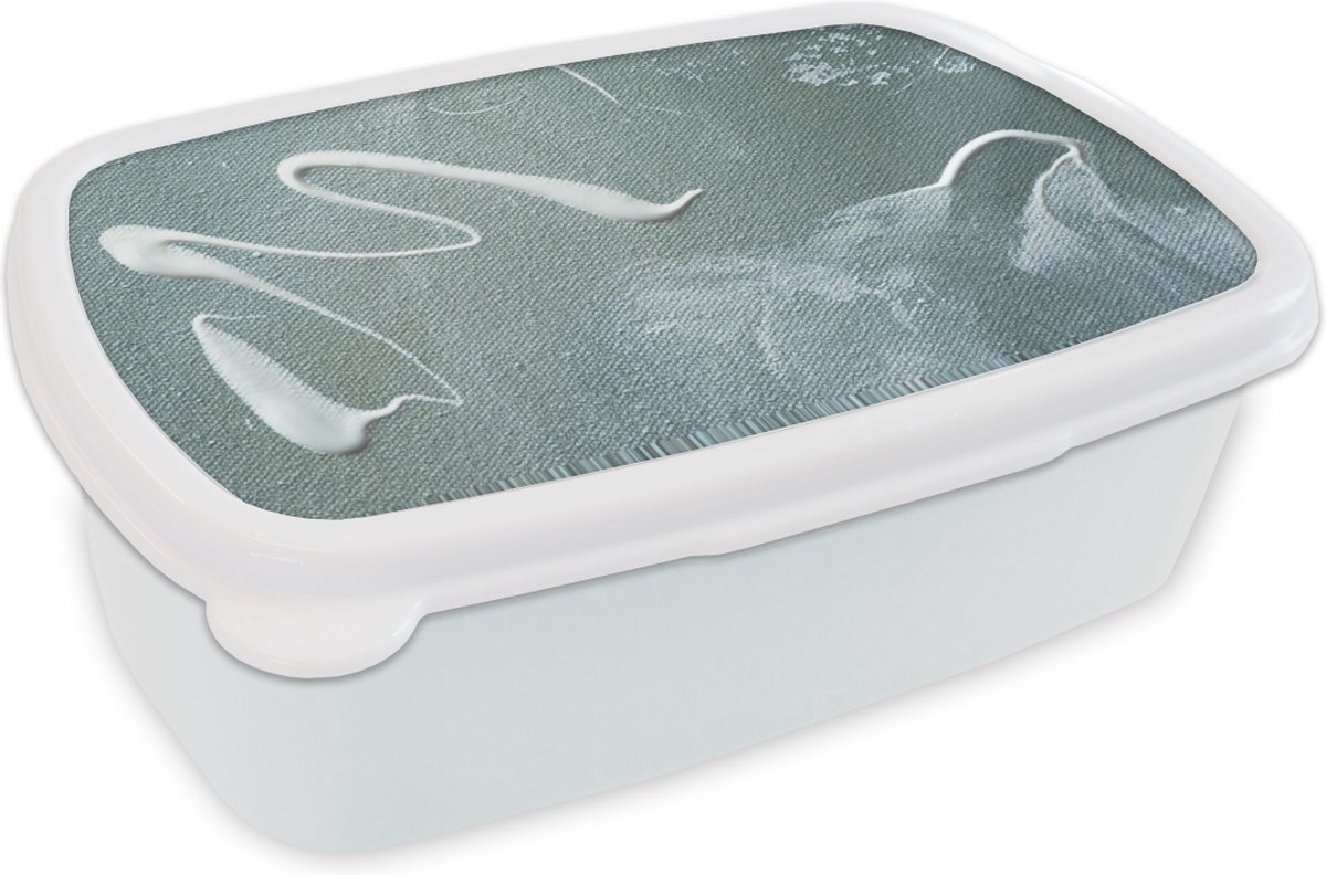 Broodtrommel Wit - Lunchbox - Brooddoos - Acrylverf - Design - Abstract - 18x12x6 cm - Volwassenen