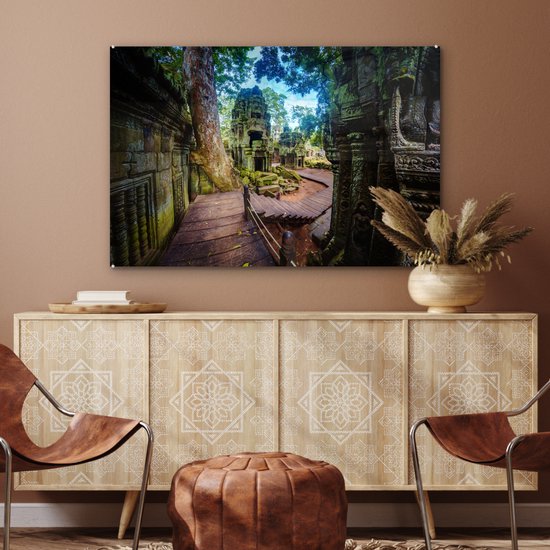 Temple de Ta Prohm en plexiglas d'Angkor Wat 90x60 cm - Tirage photo sur Glas (décoration murale en plexiglas)