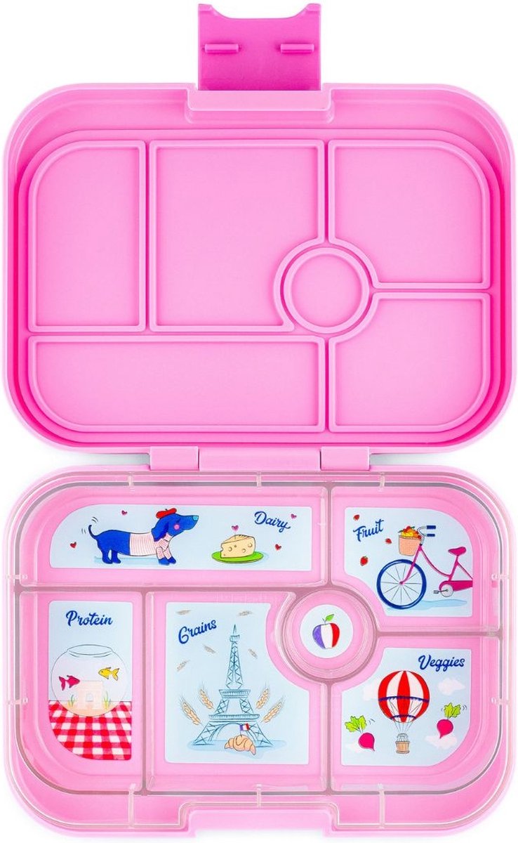 Yumbox Original - lekvrije Bento box lunchbox - 6 vakken - Fifi Pink / Paris tray